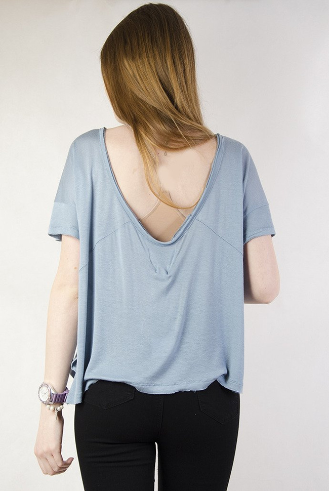 Luźna niebieska bluzka z tygrysem 