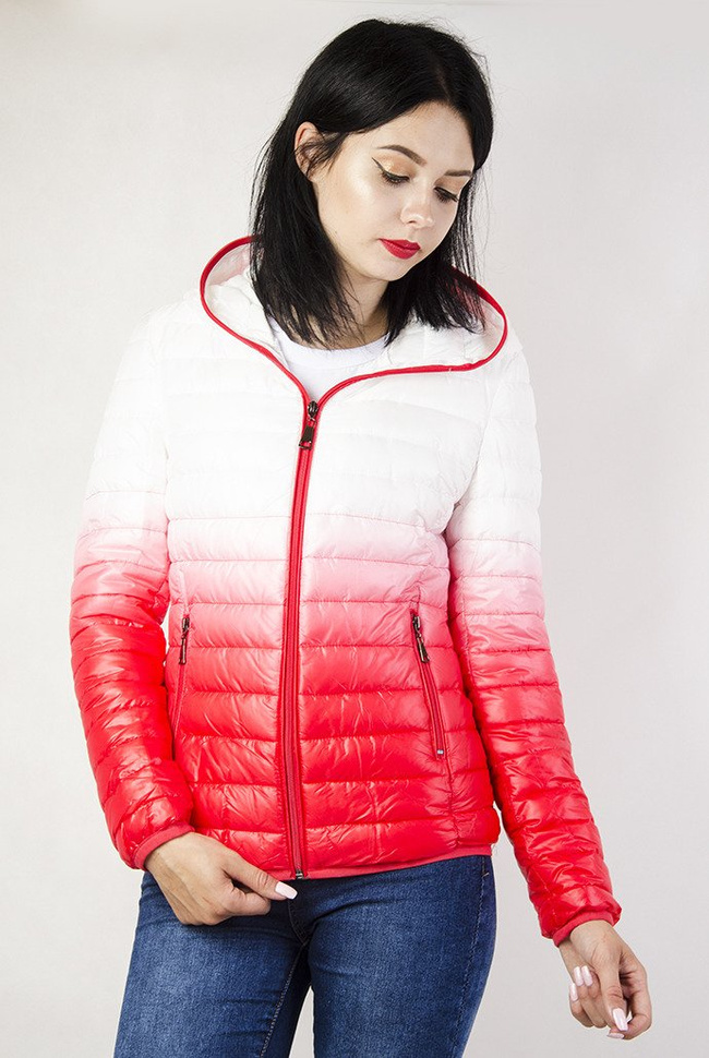 Kurtka pikowana biało-czerwona