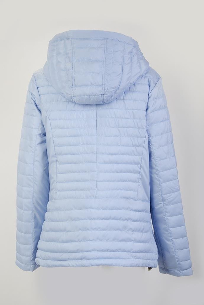 (DUŻE ROZMIARY) Błękitna kurtka pikowana z odpinanym kapturem