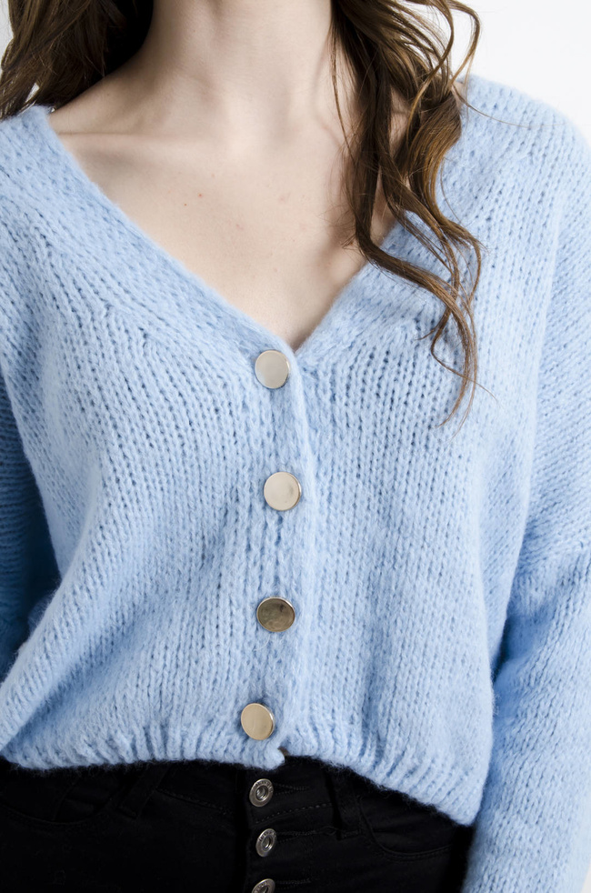 SWETER KARDIGAN ZAPINANY NA GUZIKI- NIEBIESKI
