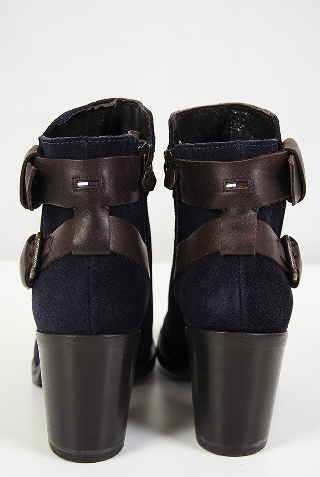 Tommy Hilfiger granatowe botki z paskami