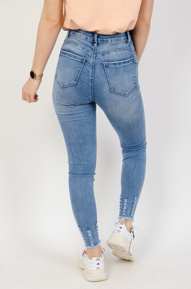 Jasne spodnie jeansowe Push up z przetarciami