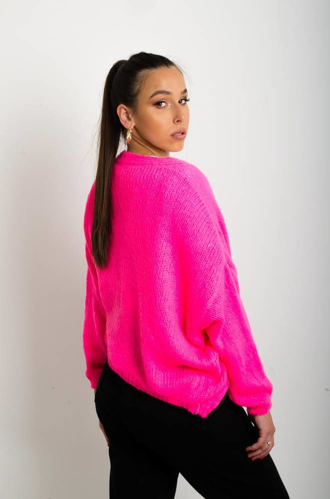 RÓŻOWY KRÓTKI KARDIGAN SWETER ZAPINANY NA GUZIKI