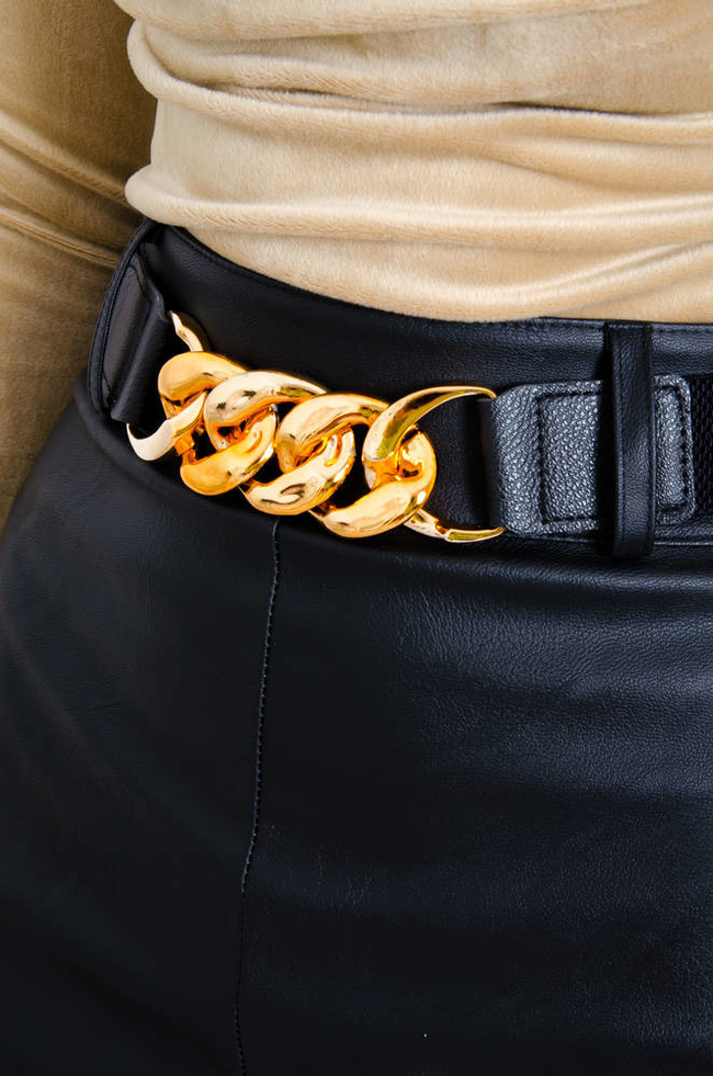 CZARNE SPÓDNICO-SZORTY Z IMITACJI SKÓRY- WYSOKI STAN