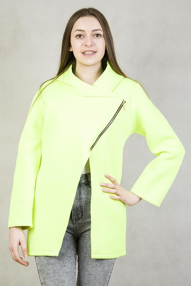 Jasno zielona narzutka zapinana na zamek z dwoma kieszeniami