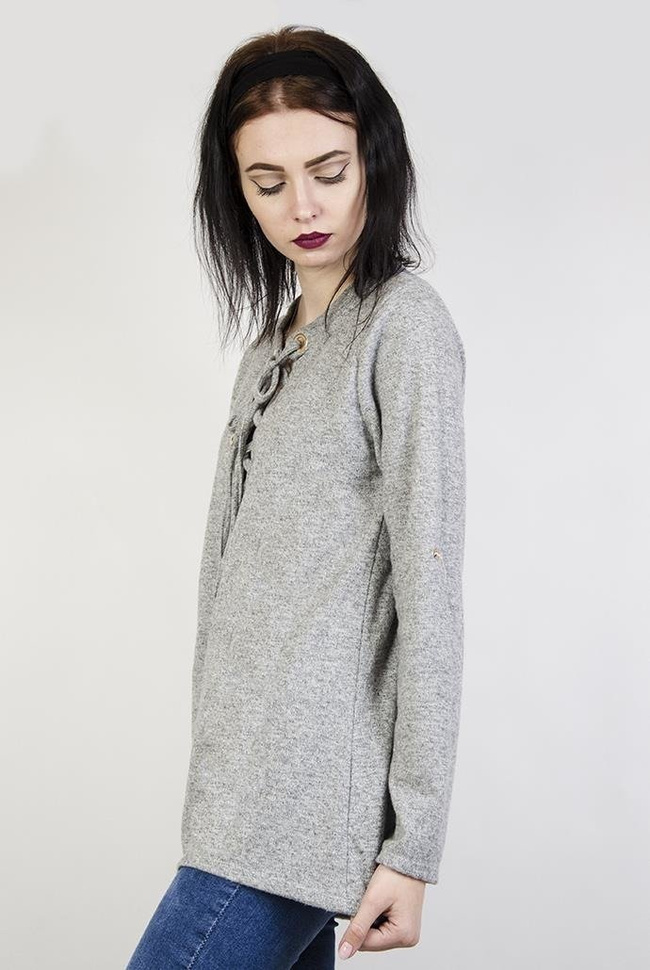 Szara bluzka z wiązaniem z przodu