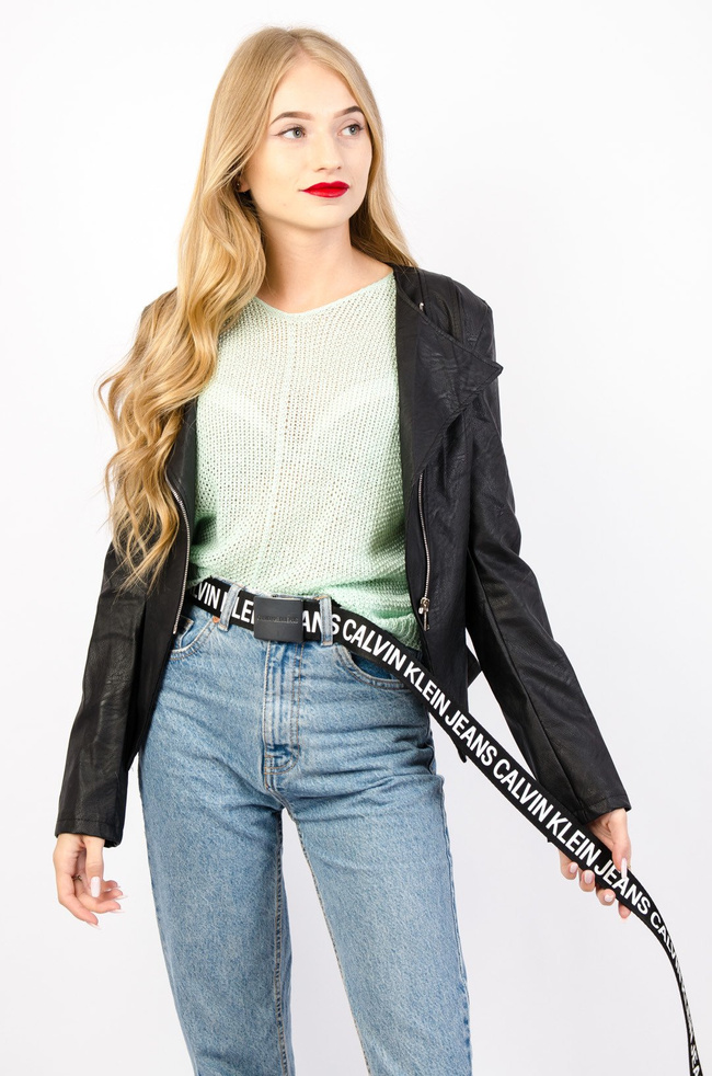 CZARNY SKAJKOWY ŻAKIET ZE SREBRNYM ZAMKIEM