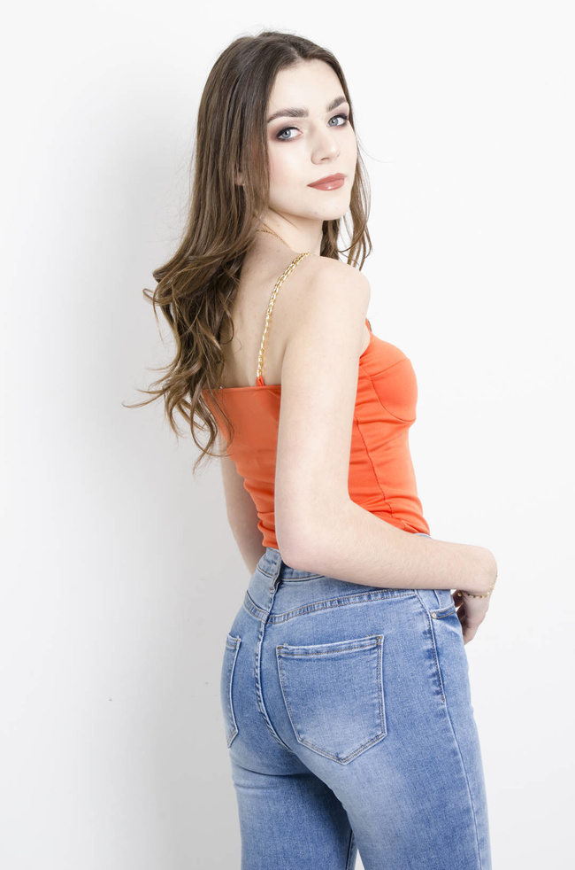 BODY GORSETOWE ZE ZŁOTYMI ŁAŃCUSZKAMI - POMARAŃCZOWE