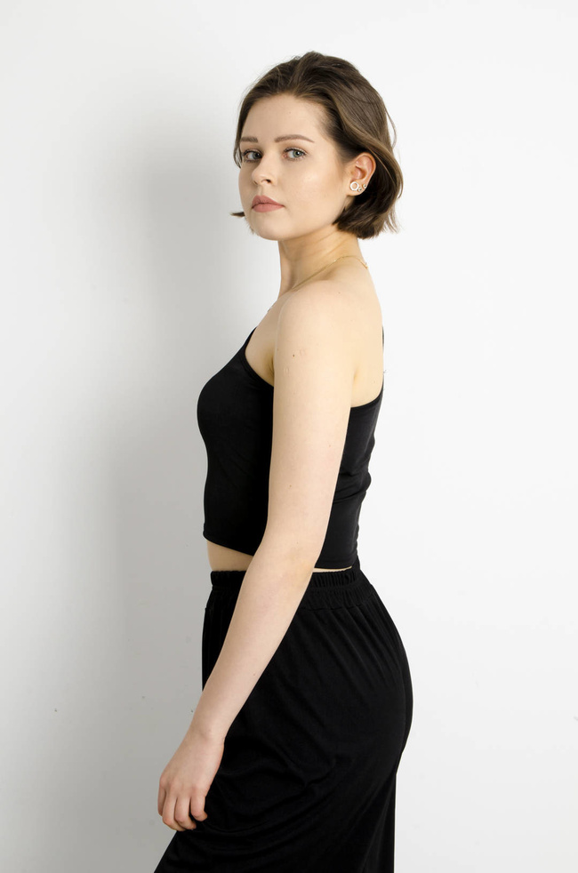 KOMPLET SPODNIE+ TOP - CZARNY