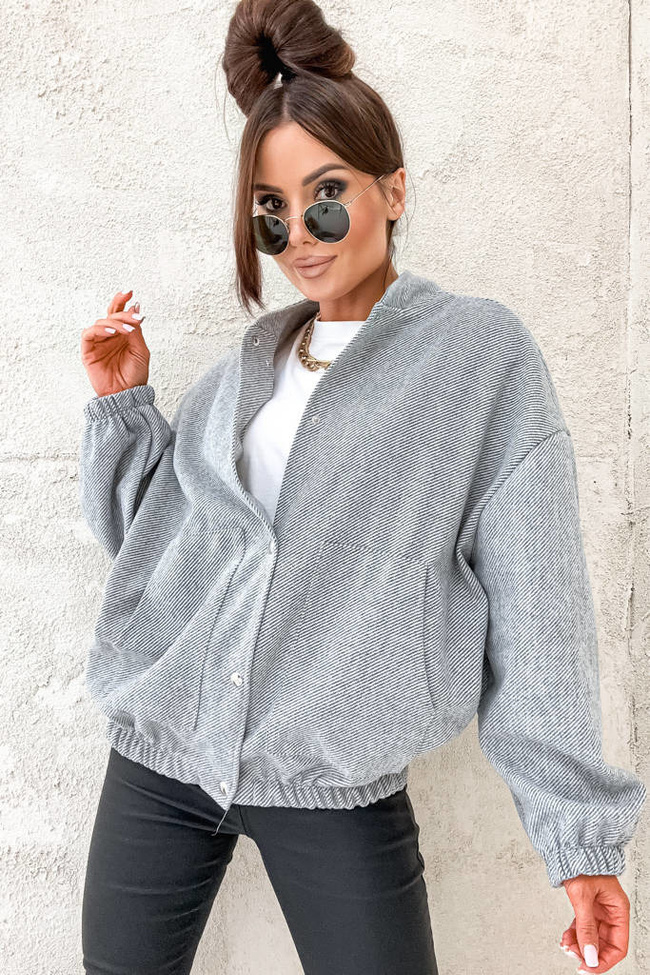 KURTKA BOMBERKA OVERSIZE- SZARA