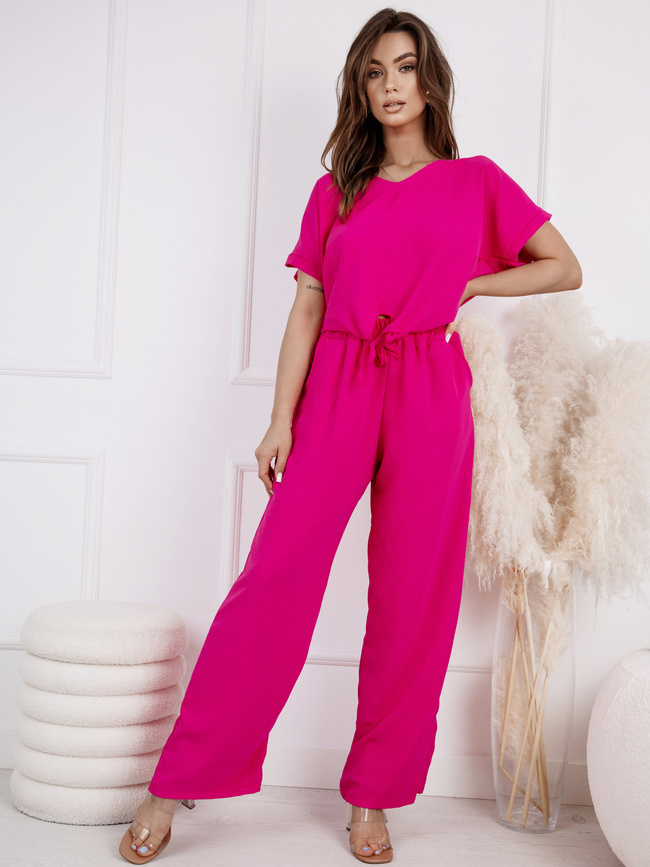 KOMPLET BLUZKA W SEREK+ SPODNIE- RÓŻOWY