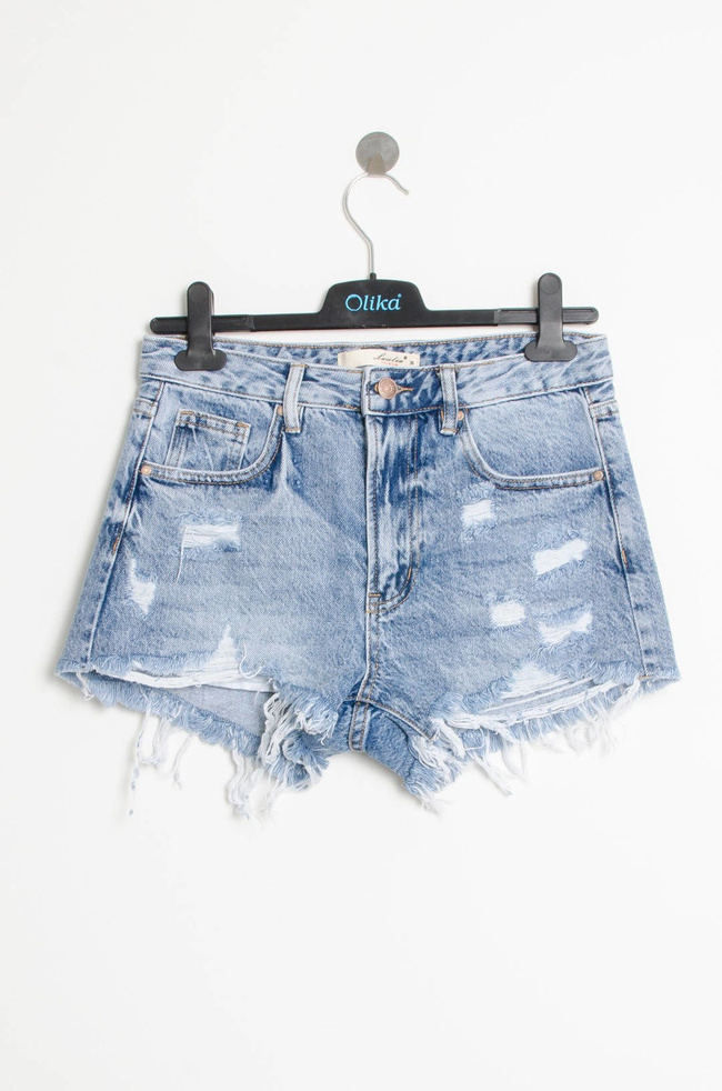  JEANSOWE SZORTY Z PRZETARCIAMI-WYSOKI STAN