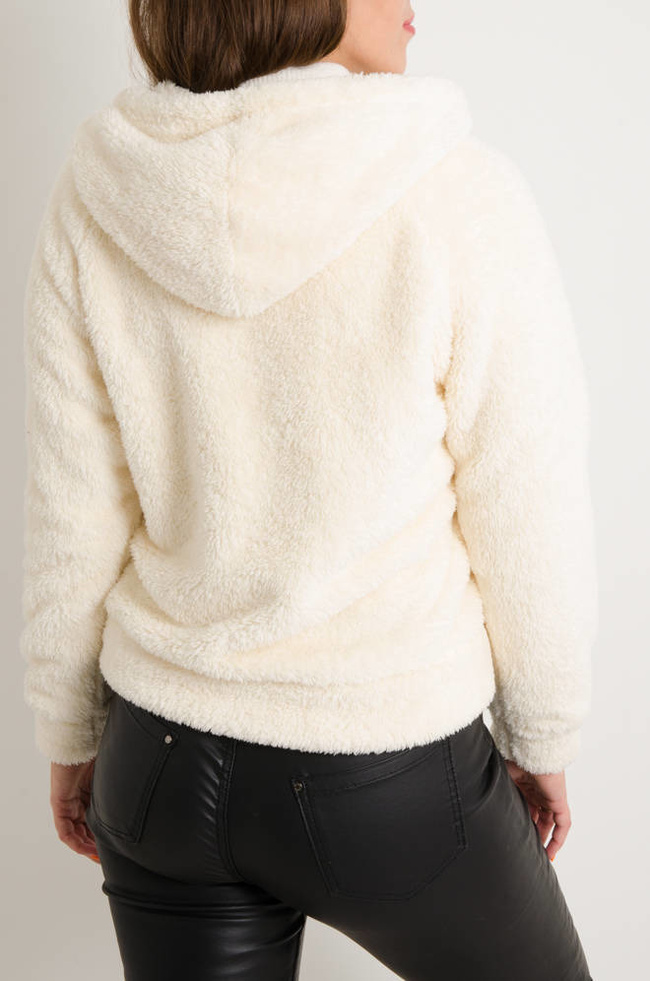 BIAŁA FUTRZANA BLUZA ZAPINANA NA ZAMEK