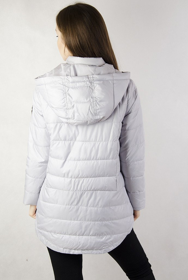 Asymetryczna szara kurtka z kapturem