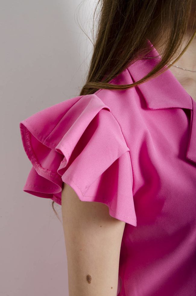 SUKIENKA MARYNARKOWA Z GUZIKAMI RÓŻOWA