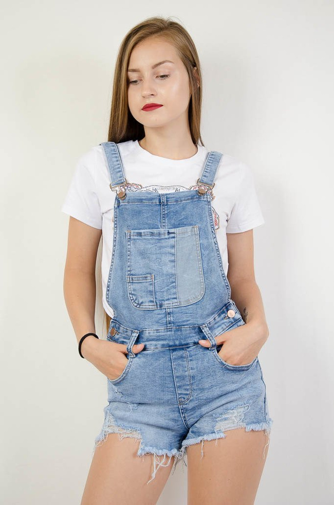 OGRODNICZKI JEANSOWE Z PRZETARCIAMI