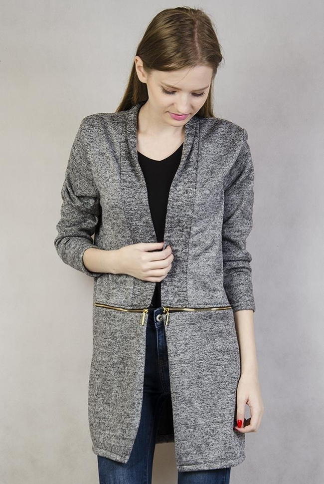 Ciemnoszara narzuta z ozdobnymi, złotymi zamkami