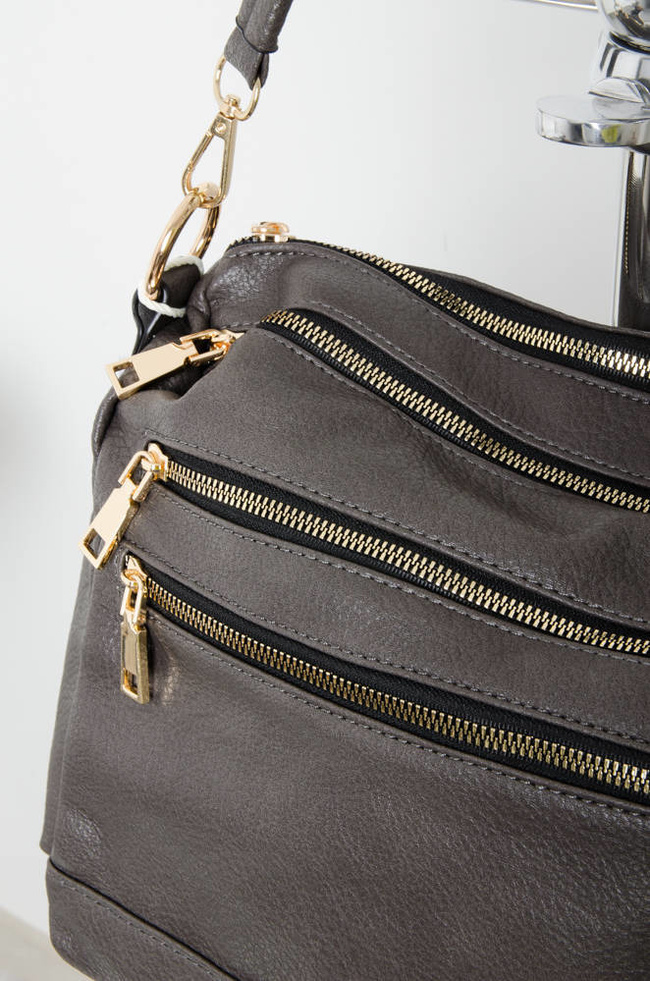 SZARA TOREBKA TYPU SHOPPER Z OZDOBNYMI ZAMKAMI 