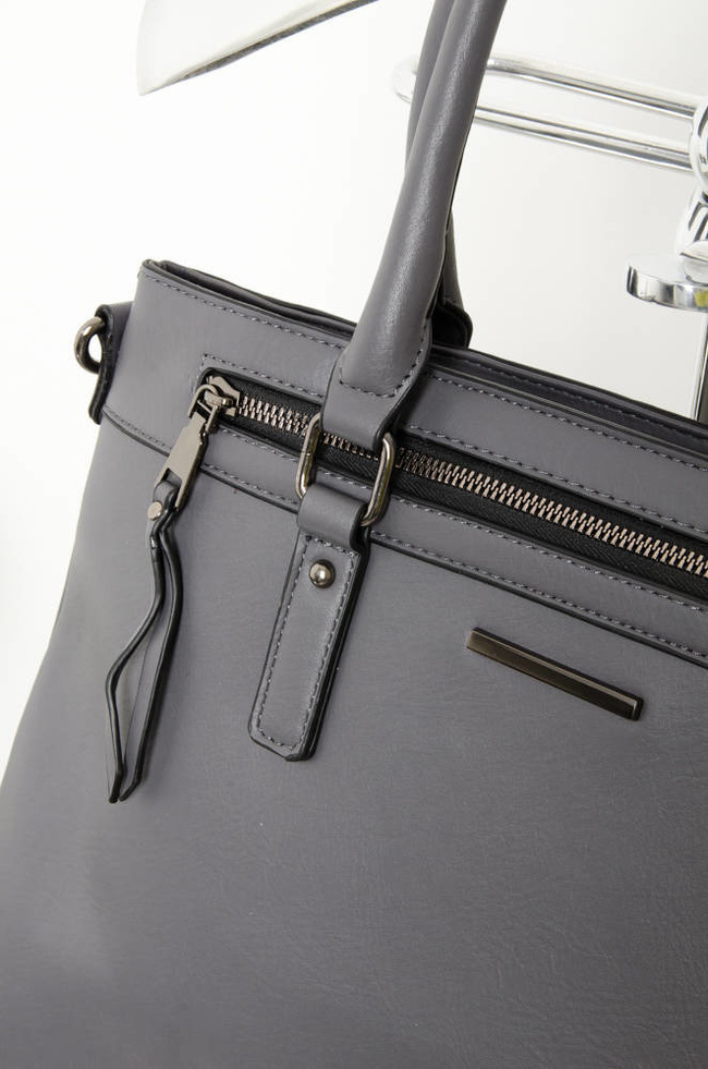 SZARA TOREBKA Z IMITACJI SKÓRY TYPU SHOPPER