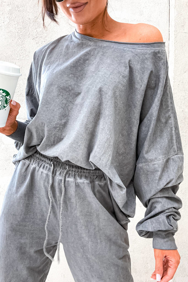 KOMPLET OVERSIZE SPODNIE+ BLUZA- SZARY