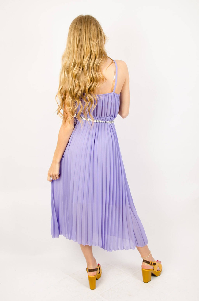 DŁUGA PLISOWANA SUKIENKA NA CIENKICH RAMIĄCZKACH