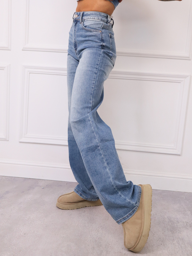 SPODNIE JEANSOWE Z WYSOKIM STANEM I SZEROKIMI NOGAWKAMI