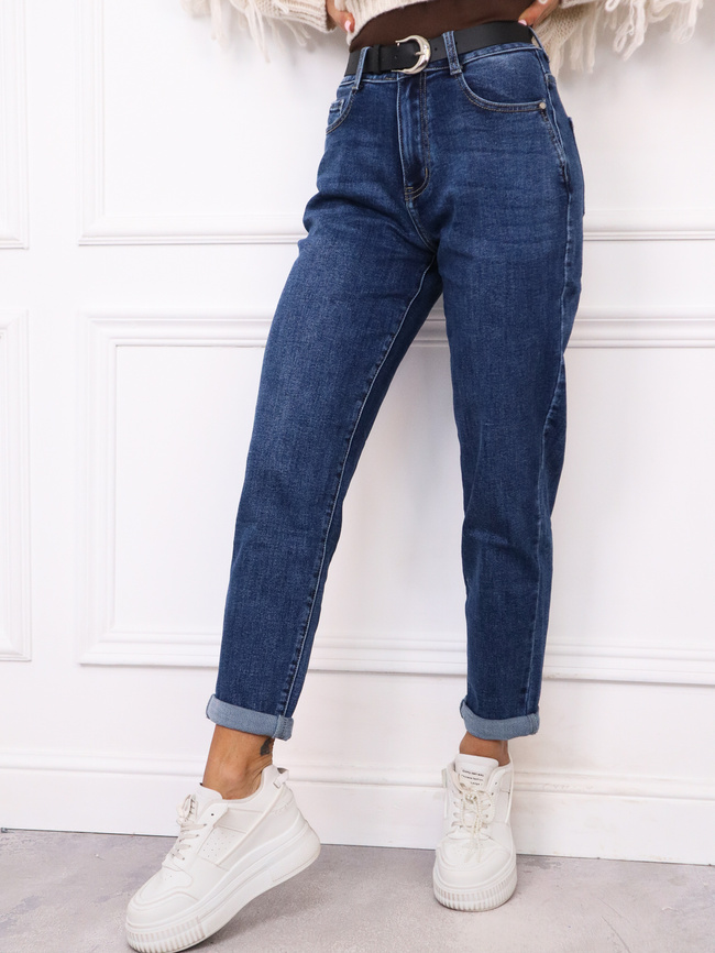SPODNIE JEANSOWE O KROJU MOM FIT+ PASEK