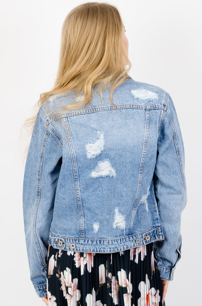 Kurtka jeansowa z przetarciami