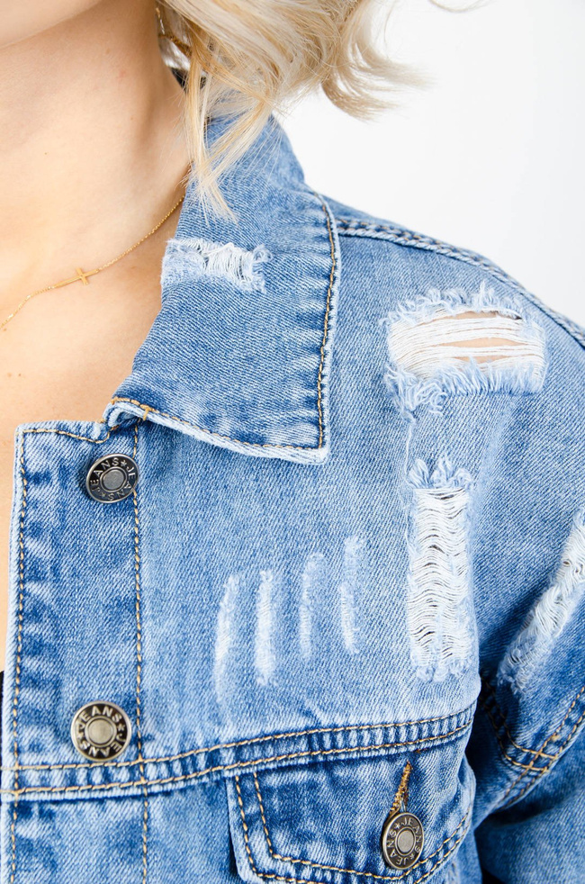 KURTKA JEANSOWA Z ROZCIĘCIAMI NA ŁOKCIACH