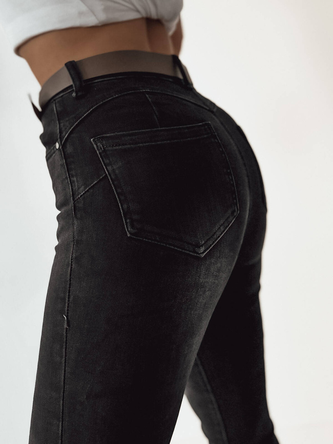 CZARNE SPODNIE JEANSOWE PUSH UP+ PASEK