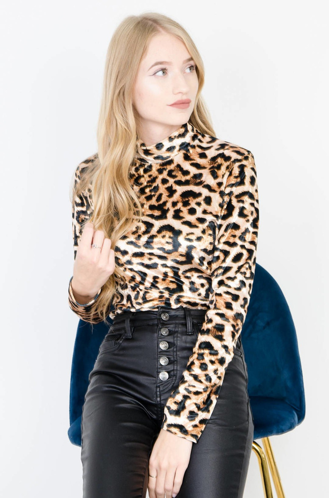 ZŁOTE WELUROWE BODY W PANTERKĘ