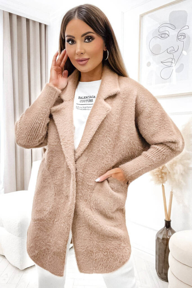 PŁASZCZ DŁUGI WEŁNIANY ALPAKA- BRĄZOWY