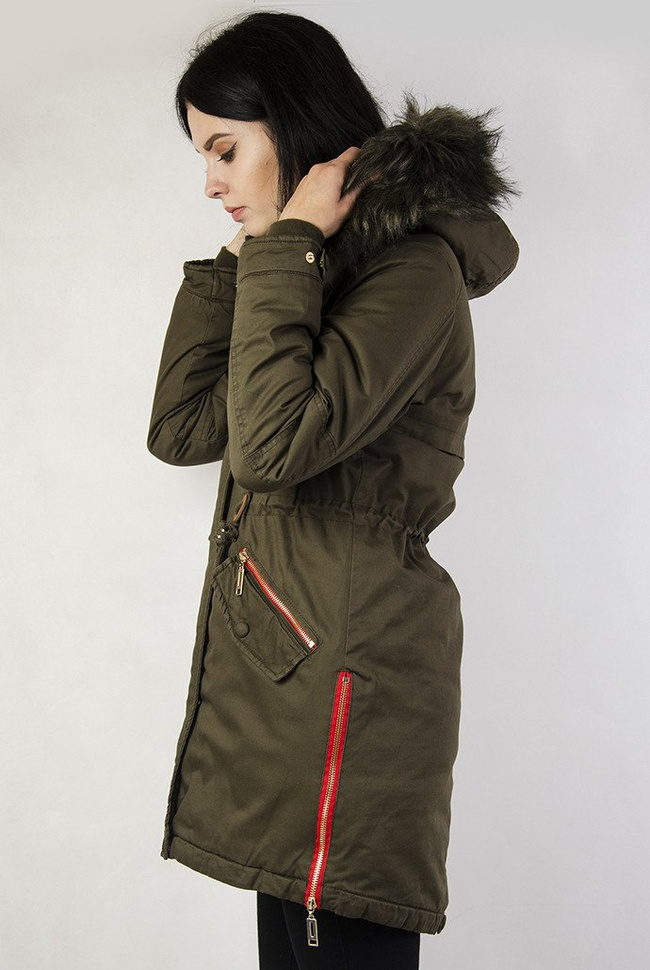 Parka khaki z ociepleniem