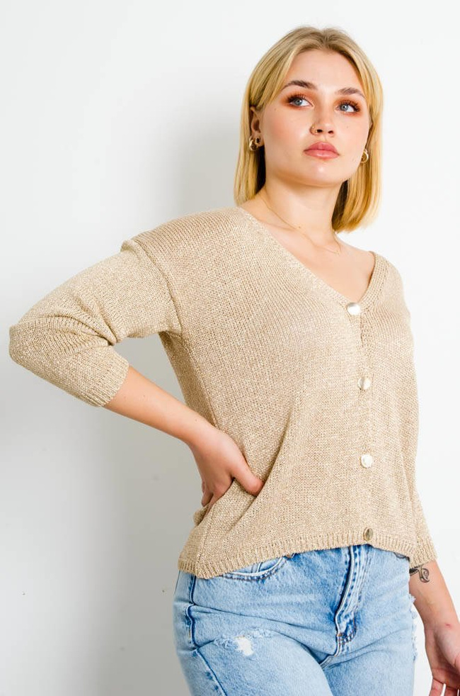 ZŁOTY SWETER W SZPIC ZAPINANY NA GUZIKI