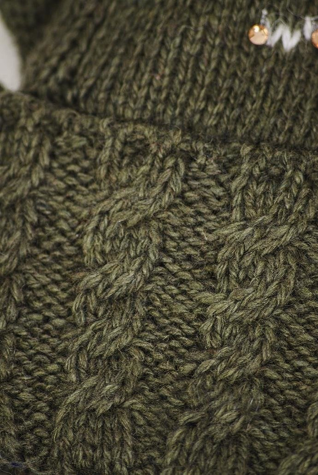 Ciemnozielone rękawiczki z reniferem