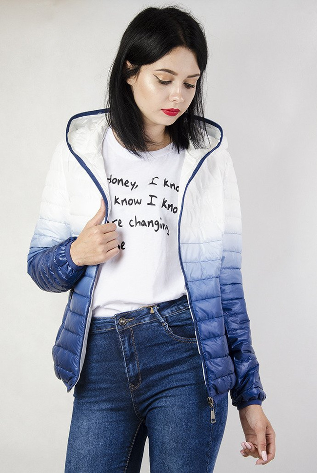 Kurtka pikowana biało-granatowa