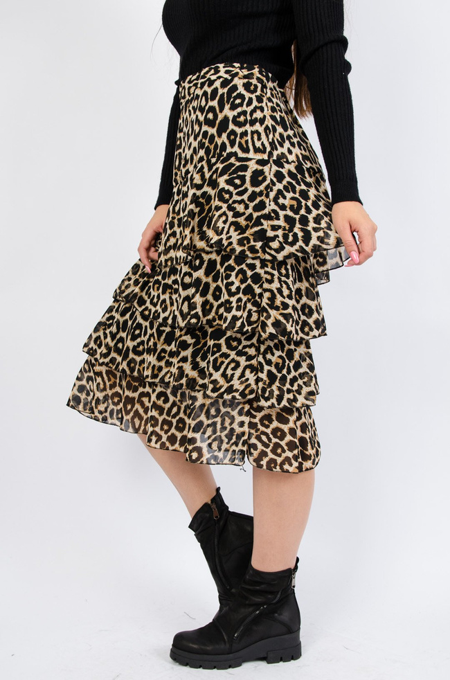 Spódnica midi w panterkę