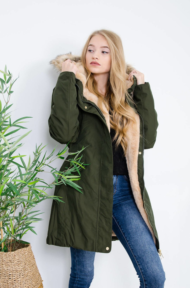 ZIELONA KURTKA ZIMOWA PARKA NA MISIU