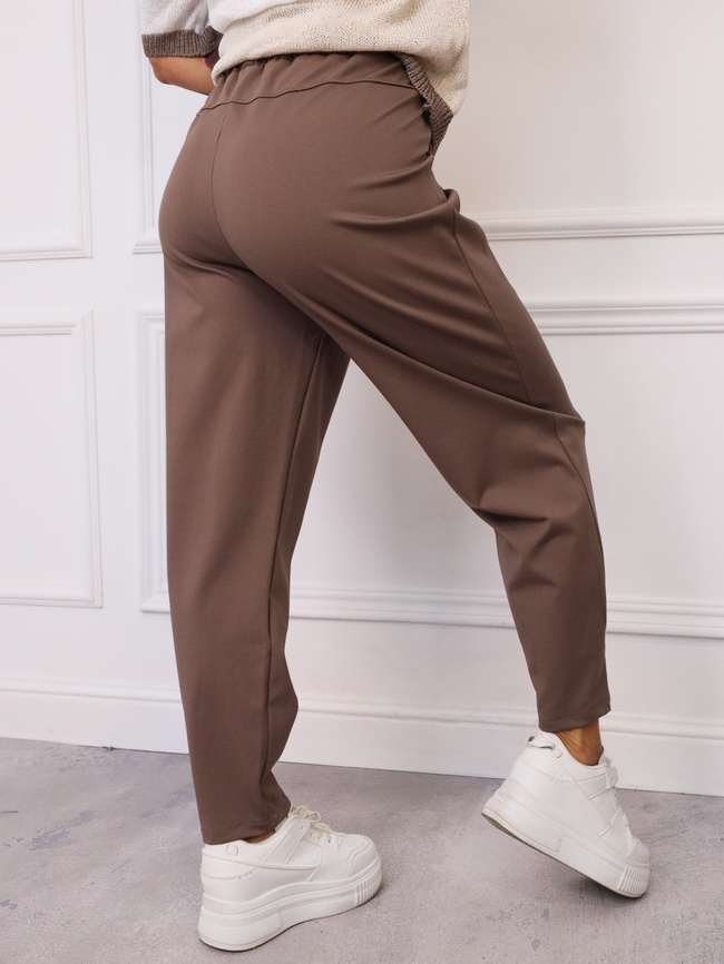 SPODNIE MATERIAŁOWE Z OZDOBNYMI GUZIKAMI NA DOLE NOGAWEK- FANGO