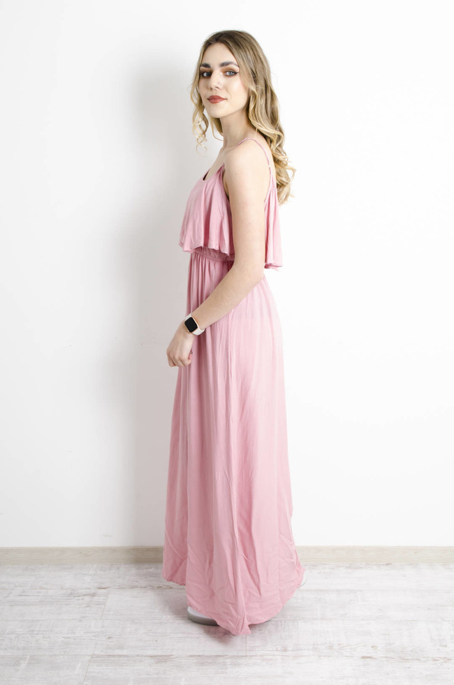 SUKIENKA HISZPANKA MAXI NA RAMIĄCZKA- RÓŻOWA