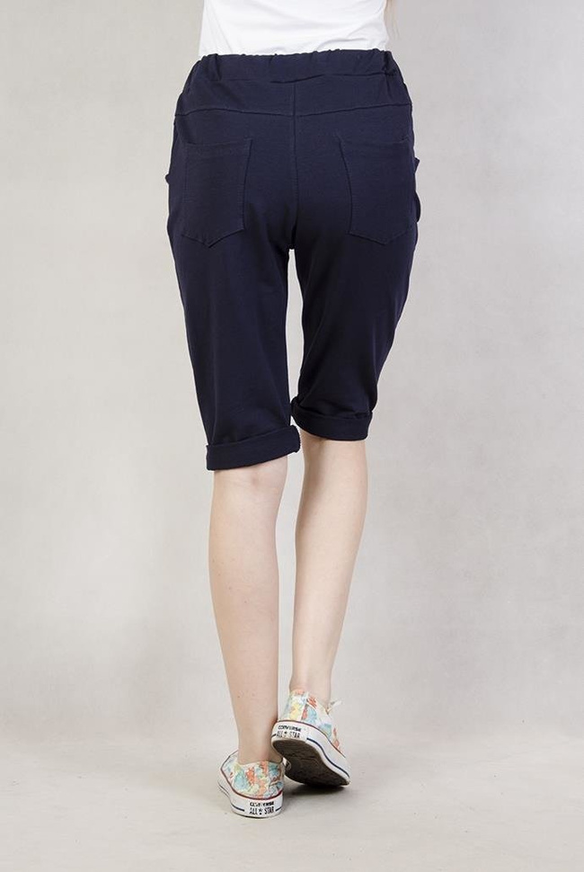 Spodenki dresowe za kolano granatowe