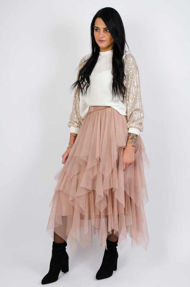 RÓŻOWA SPÓDNICA Z TIULU