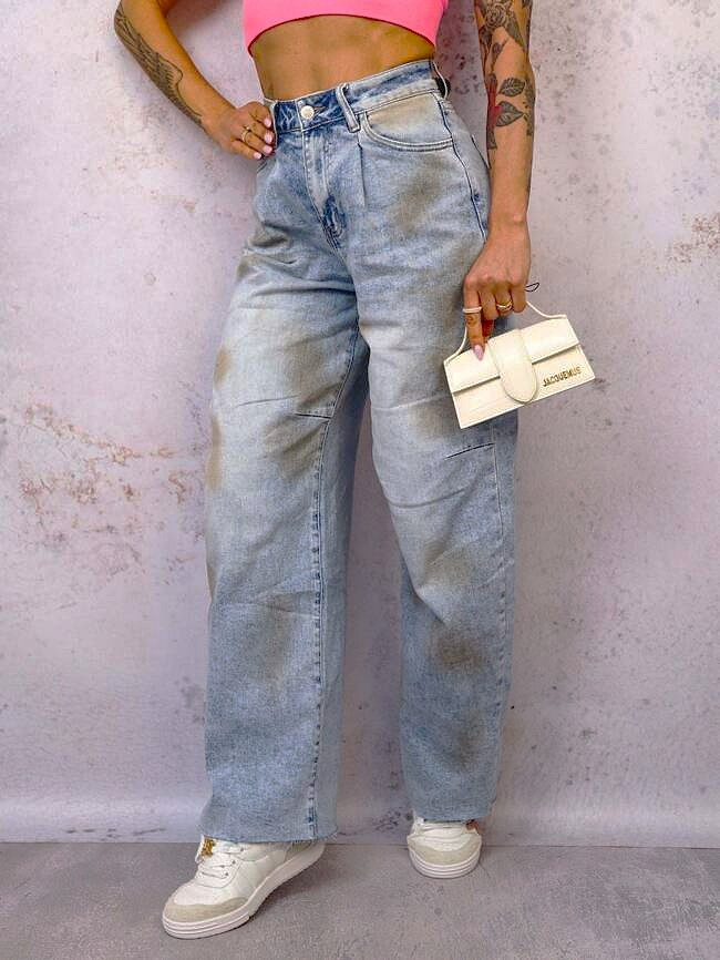 SPODNIE JEANSOWE ACID WASH Z EFEKTEM CIENIOWANIA 