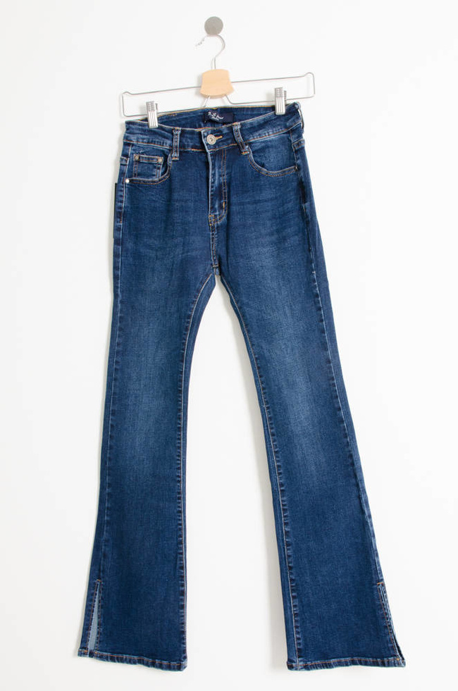 NIEBIESKIE SPODNIE JEANSOWE DZWONY Z WYSOKIM STANEM