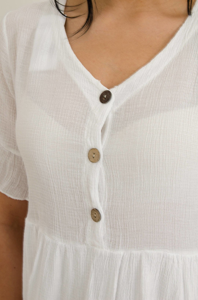 BIAŁA ZWIEWNA SUKIENKA/TUNIKA Z KIESZENIAMI