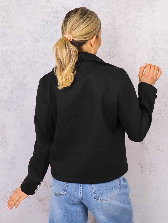 KURTKA Z KOŁNIERZYKIEM ZAPINANA NA GUZIKI- CZARNA