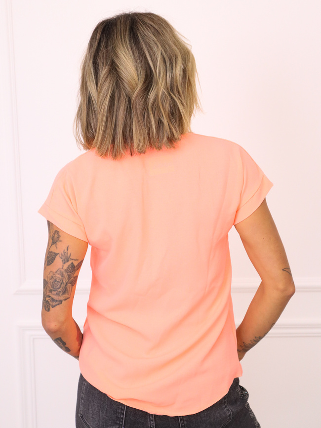 BLUZKA Z DEKOLTEM W SEREK- POMARAŃCZOWA