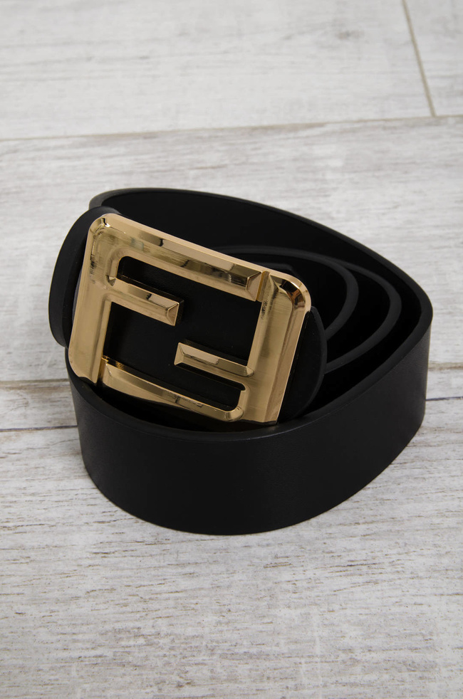 PASEK CZARNY ZE ZŁOTĄ KLAMRĄ