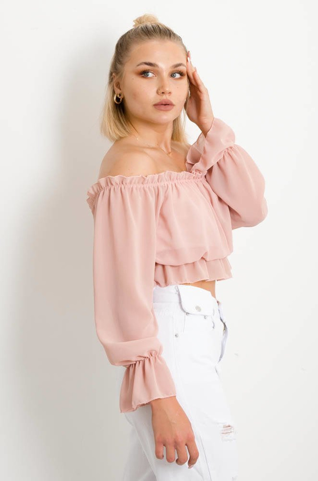  HISZPANKA CROP TOP -PUDROWY RÓŻ