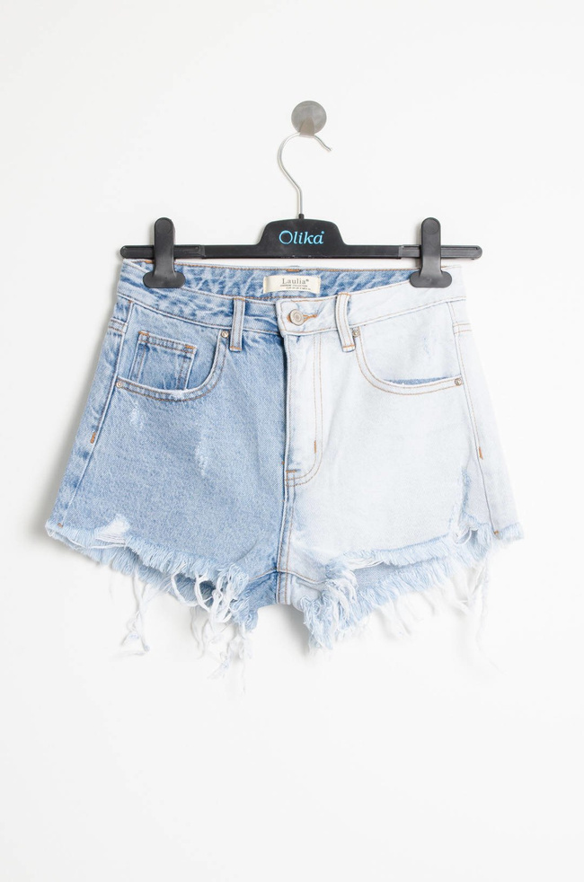 JASNE SZORTY JEANSOWE Z SZARPANIAMI